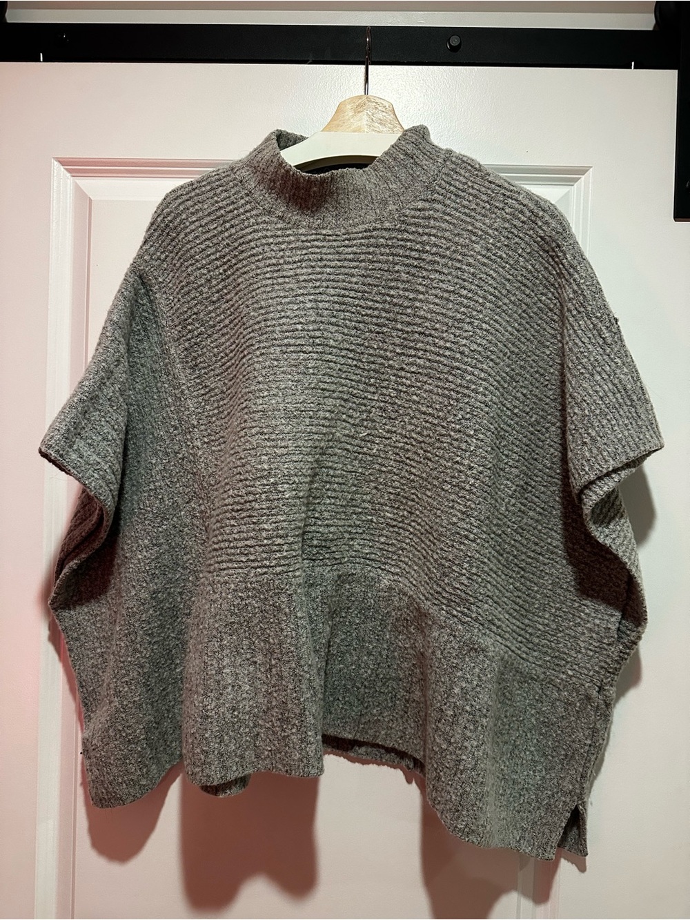 Universal Thread Gray Ribbed Mock Neck Poncho Sweater